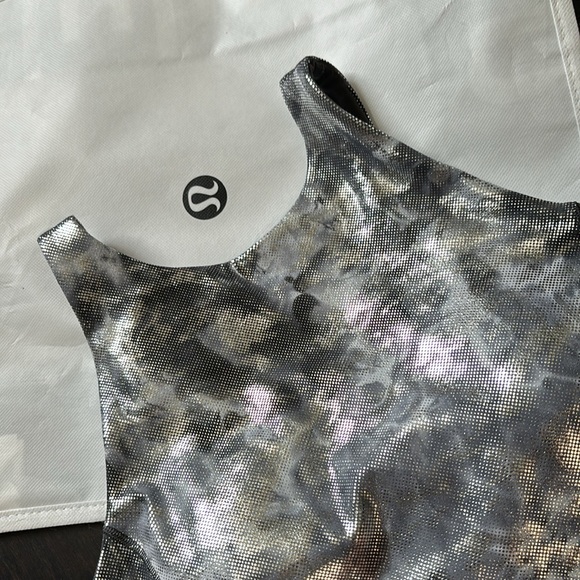 LULULEMON ALIGN HN TANK SHINE DIAMOND DYE STARLIGHT GRAPHITE GRAY FOIL SZ 10 NWT - Picture 3 of 8